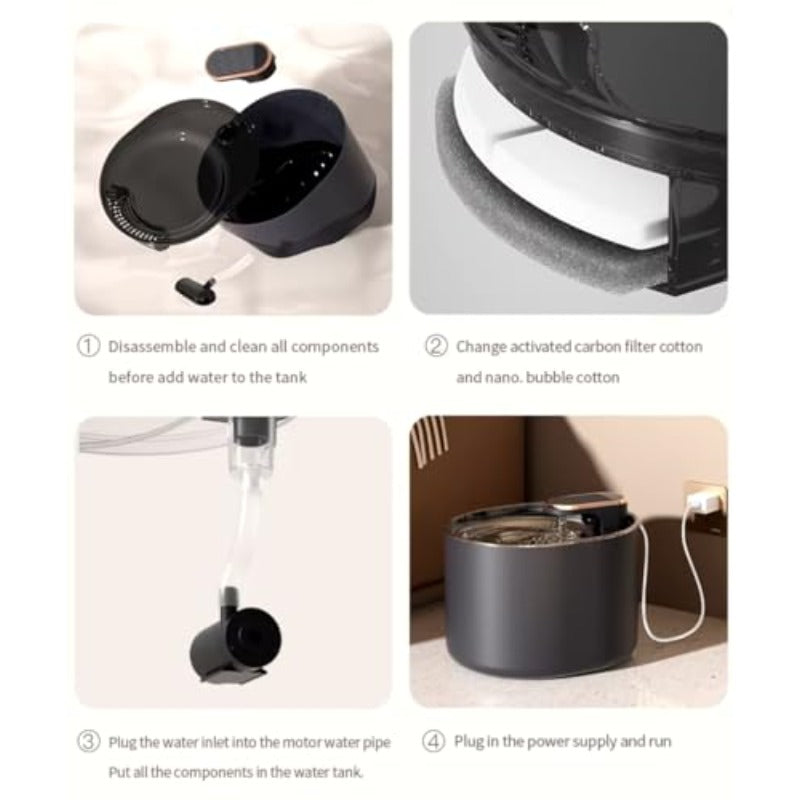 3 Liter Smart Pet Water Dispenser with 24\7 Filtration System & Ultra-Silent Pump - BPA-Free Automatic Gravity-Fed System for Dogs, Cats, Squirrels - Easy Setup, Low-Maintenance, No Batteries\Electrical Outlet, Spill-Proof Design