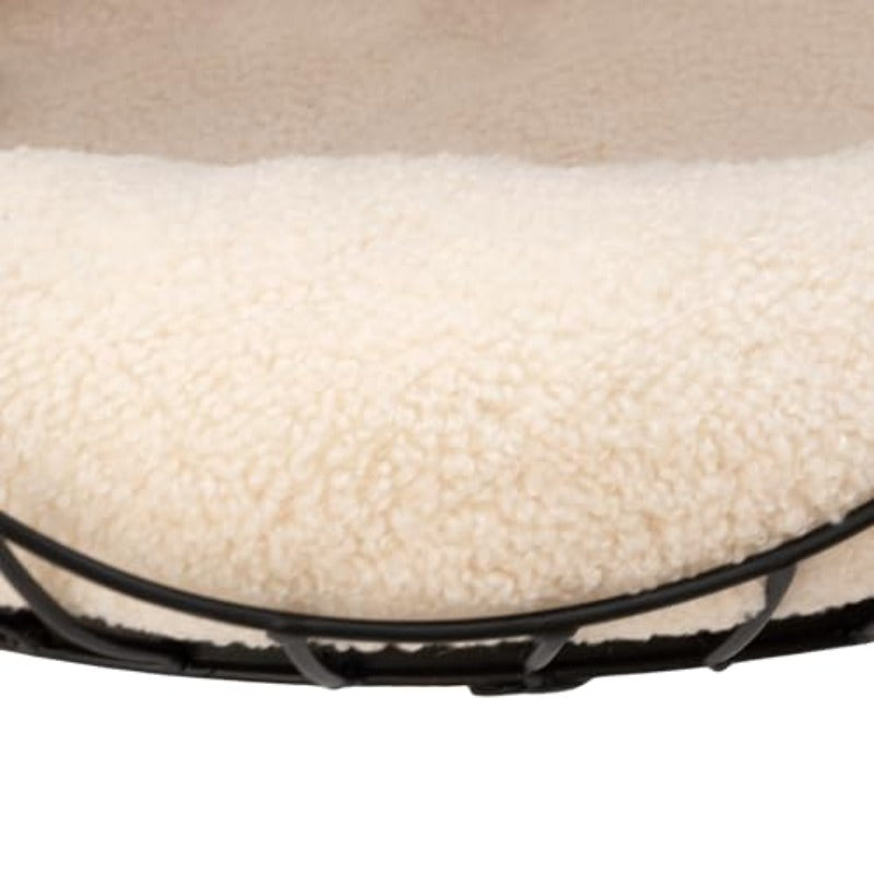 Kitty City Modern Cat Bed with Matching Wooden Table - Sherpa-Padded Cozy Cat Furniture, Durable Rubberwood Frame & Compact Design for Cats, Stylish Bed for Décor, Suitable for all Rooms (, Bedroom)