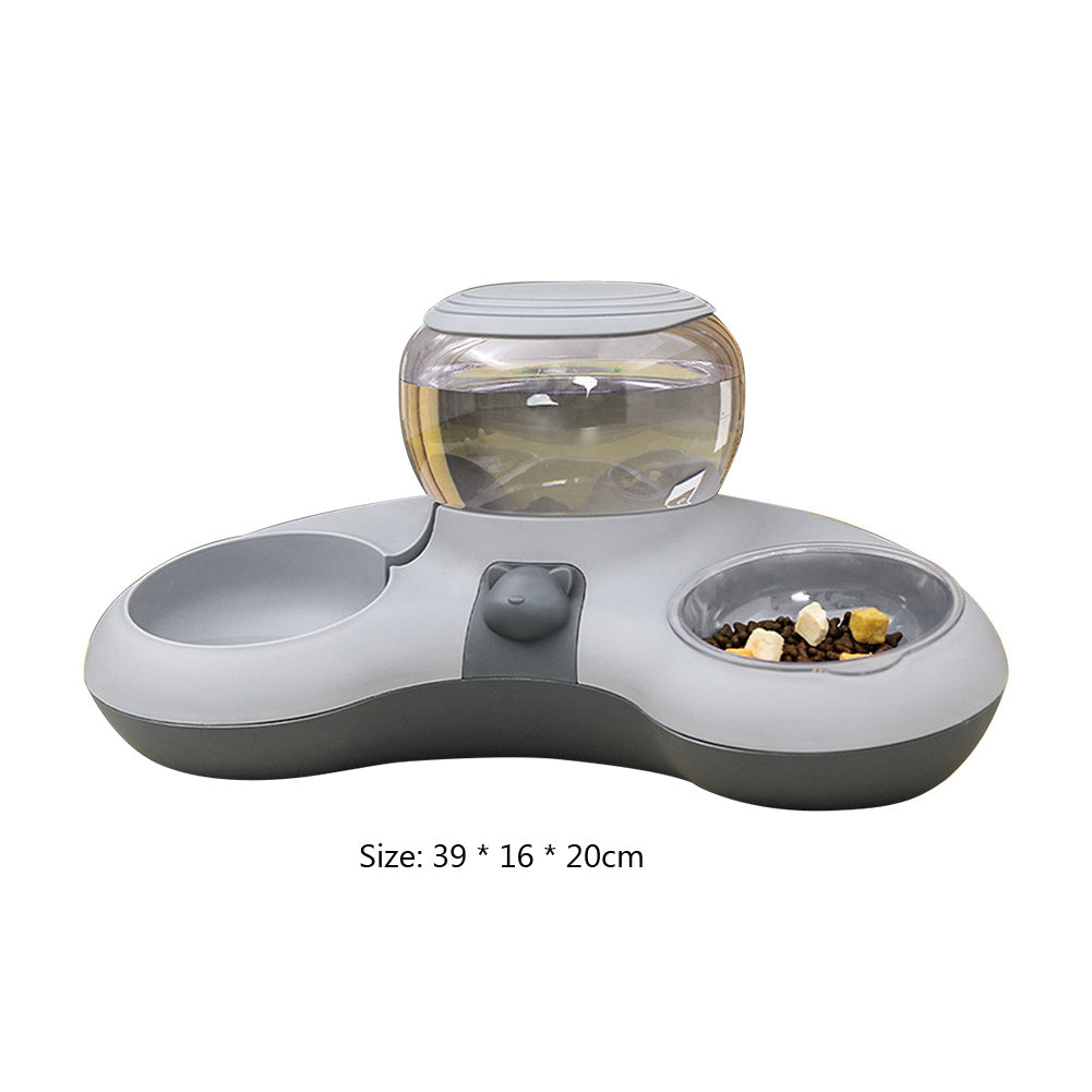 Automatic Refillable 2-in-1 Smart Pet Feeder and Water Dispenser System with Slanted Bowls for Dogs & Cats - Gravity-Fed Wet\Dry Dish, No Required, for cat\dog and water
