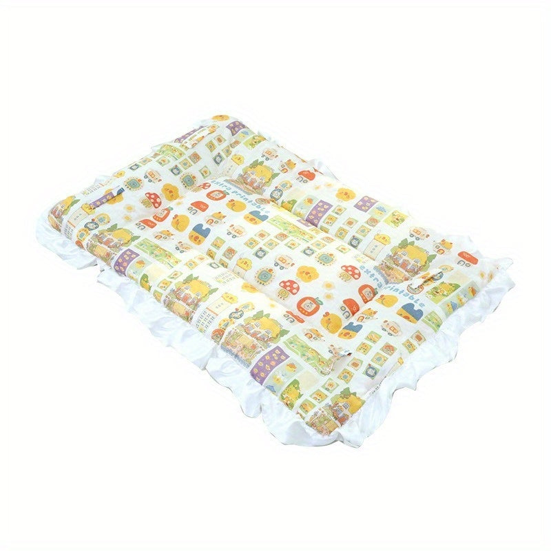 Extra Warmth Four-Season Cat Sleeping Pad with Fashionable Lace Trim - Soft Flannel Pet Bed for Indoor Cats, Cozy Warmth for All Seasons