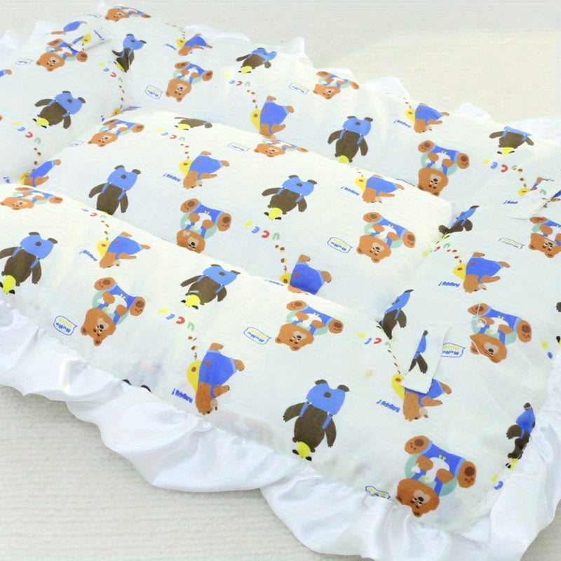 Extra Warmth Four-Season Cat Sleeping Pad with Fashionable Lace Trim - Soft Flannel Pet Bed for Indoor Cats, Cozy Warmth for All Seasons