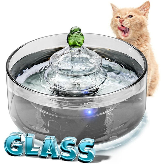 Automatic All-Glass Cat Water Fountain with Flowing Spring Stream & Fountain - - Suitable for Cats (No Required), Large 3.2L\108oz Glass Pet Fountain with Circulating Water System, Hygienic Drinking Fountain for Multi-Cat Households