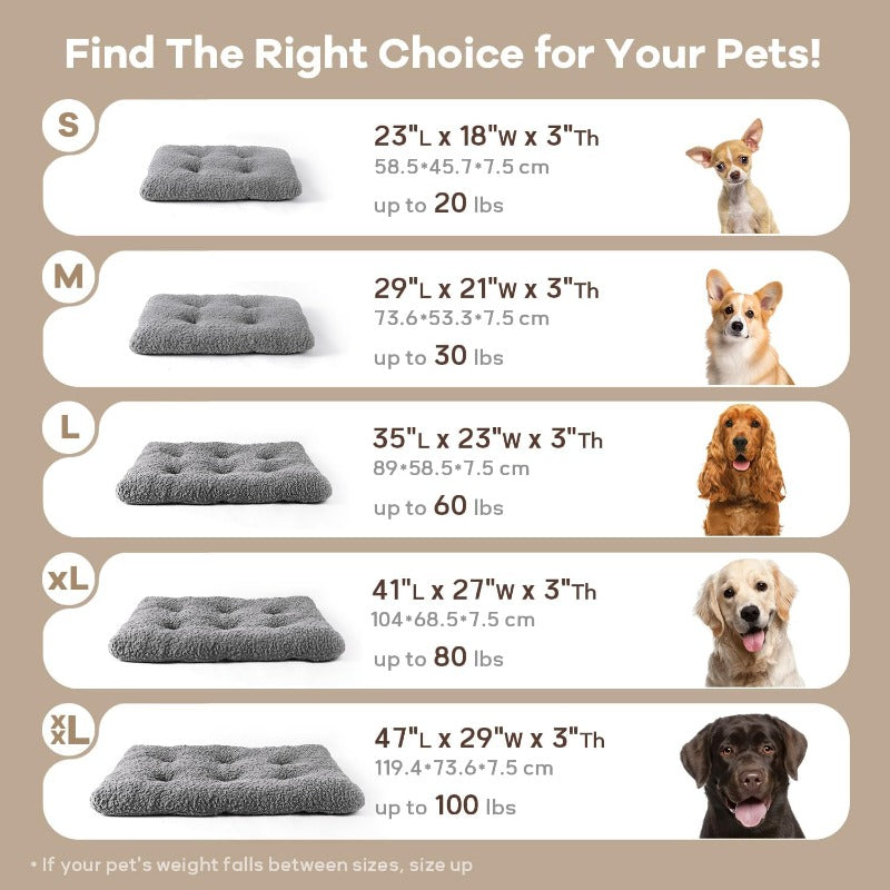 Dog Bed Comfy Dog Crate Beds Plush Pet Sleeping Mat Washable Pets Mattress AntiSlip Crate Mat Soft Kennel Pad for Extra Large Medium  Dogs Cats Breeds 41 x 27 Grey