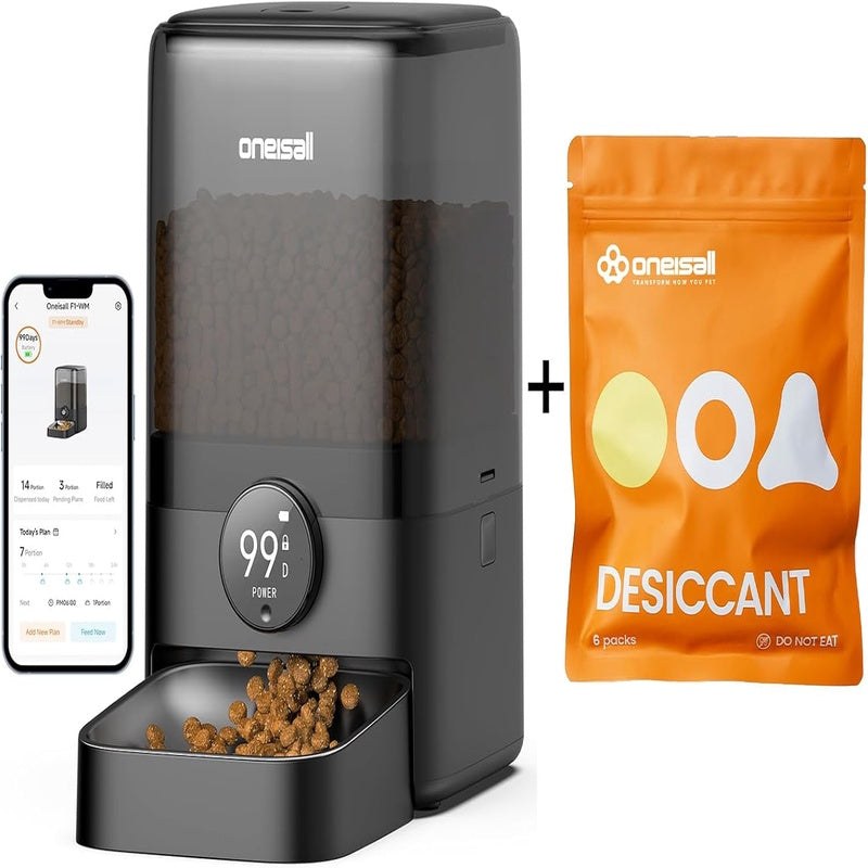 20 Cups 5L Cordless WiFi Automatic Cat Feeder, 6 Packs Pet Dry Food Desiccant Bag