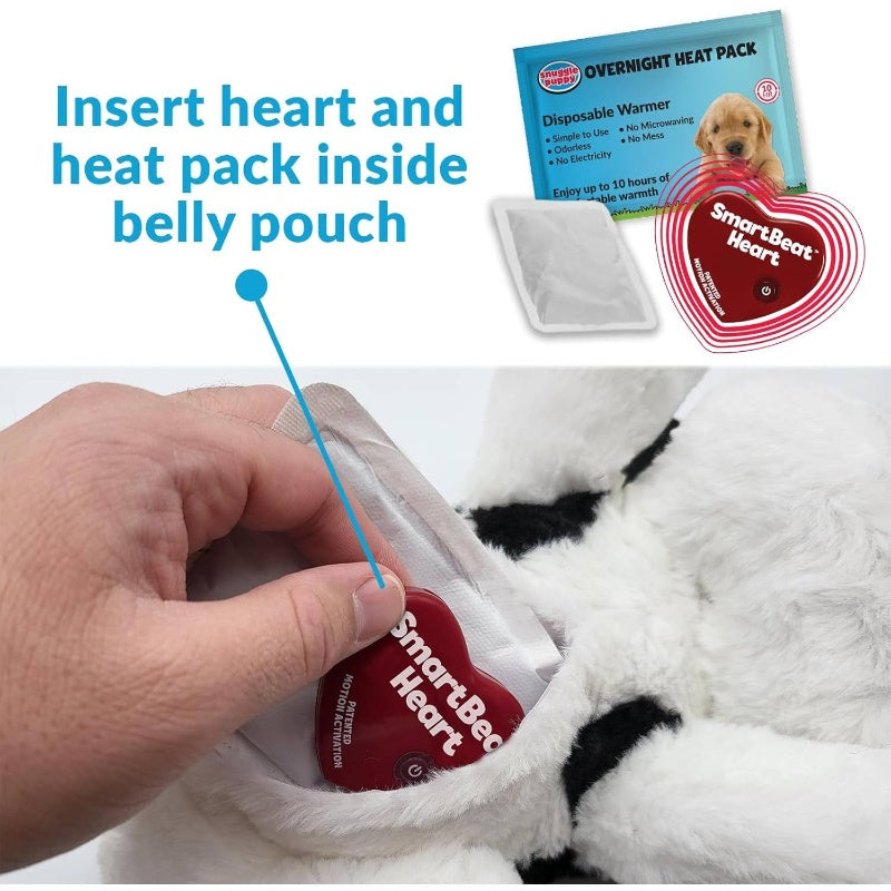 Special Edition Plush-like Heartbeat Dog - Huggable Stuffed Anxiety Relief & Calming Aid for Puppies & Large Breeds, -Reducing Companion with Realistic Heartbeat, Durable Black & White Comfort for Behavioral Training