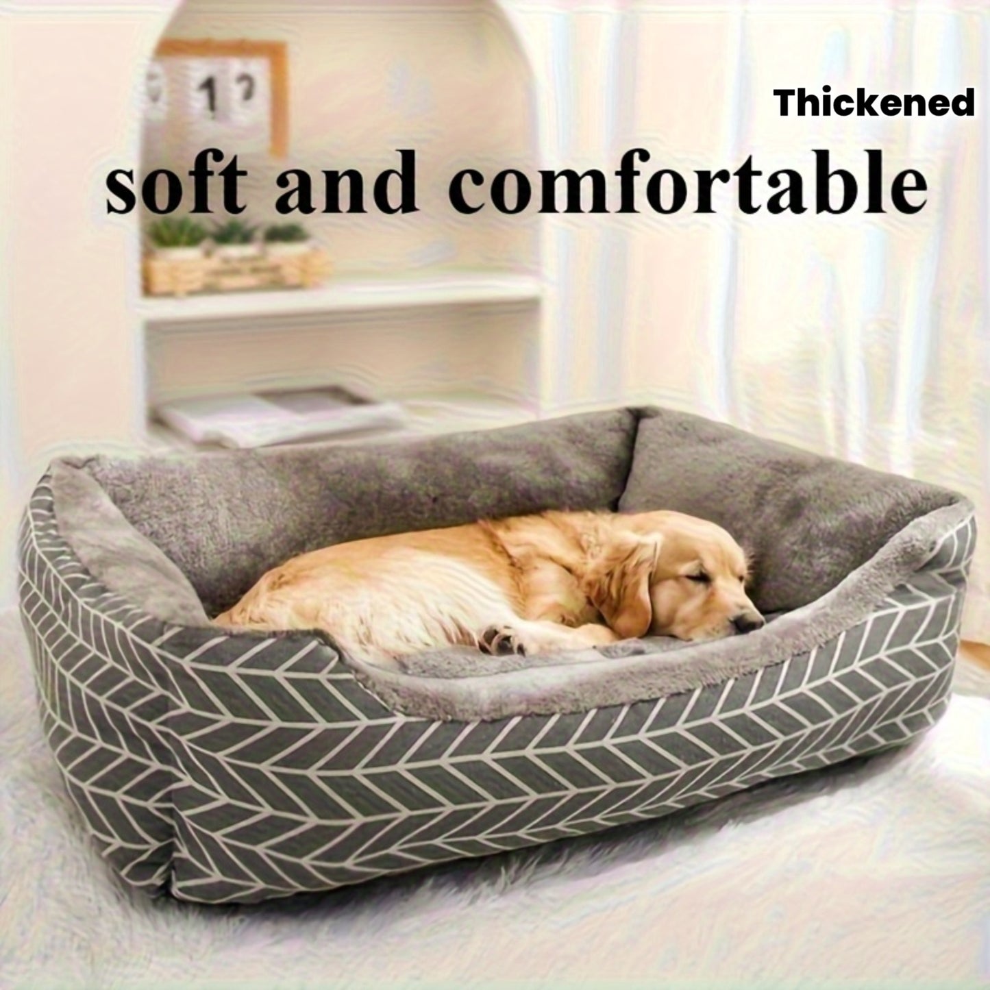Comfortable Plush Dog Bed, Polyester Fiber Dog Bed, Winter Warm Pet Sofa, Available in 3 Sizes (M\L\XL), Suitable for Use in Small to Medium-Sized Dog Houses, Unassembled Thickened Warm Pad, Suitable for Cats And Dogs