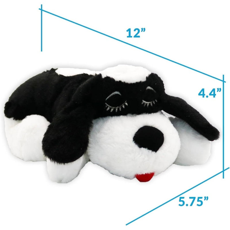 Special Edition Plush-like Heartbeat Dog - Huggable Stuffed Anxiety Relief & Calming Aid for Puppies & Large Breeds, -Reducing Companion with Realistic Heartbeat, Durable Black & White Comfort for Behavioral Training