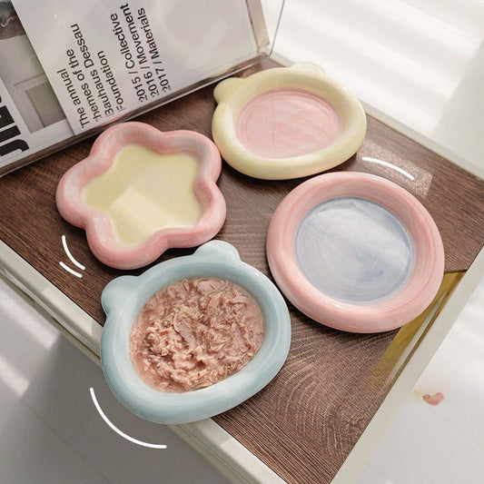 Ceramic Cat Bowl Ceramic Cat Bowl | Large Diameter Anti-Spill Pet Food Dish, Protects Neck, Ins Style Dog Snack Bowl