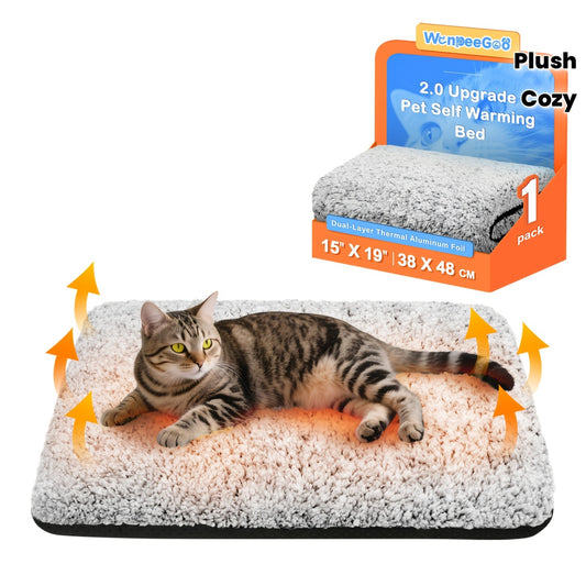 2.0 Upgraded Self-Warming Cat Bed with Dual-Layer Thermal Foil Heating Pad - Plush Non-Slip Pet Mat