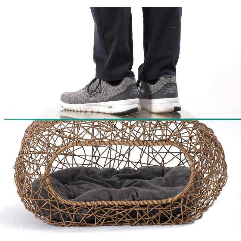 Fun Stackable Cat Condo House - Interactive Faux Rattan Design with Enclosed Bed & Pet-Friendly Top Entry, Multi-Level Indoor Cat Shelter, Space-Saving Stackable Habitat for Small Spaces, No Assembly Required, Durable & Safe for Kittens & Adult Cats