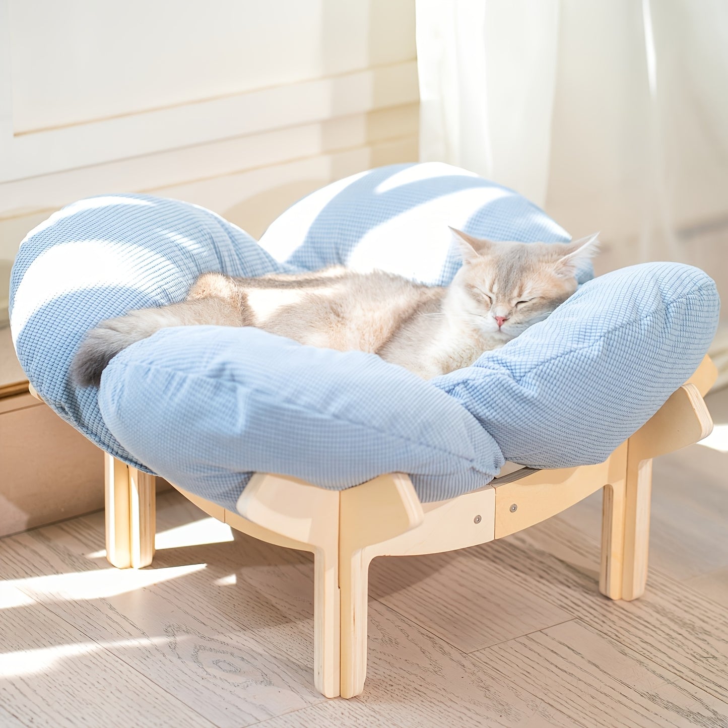 Wooden Raised Pet Sofa | With Fluffy Polyester Fiber Cushion, Indoor Leisure Chair for Cats and Small Dogs, Modern for cat Furniture, Thick Filling, Solid Structure, Detachable Cover