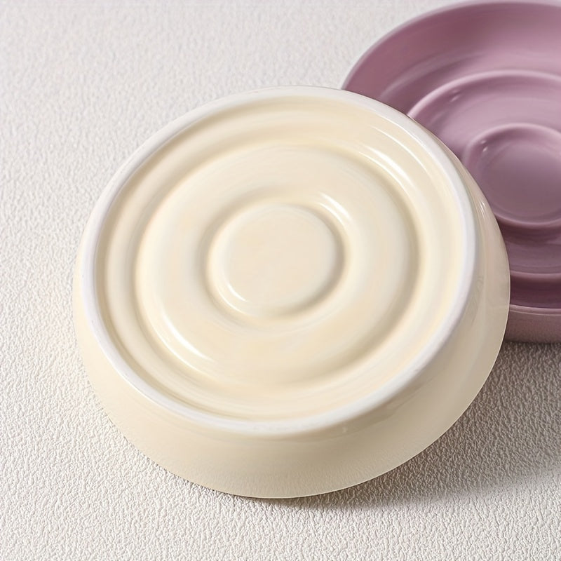 1pc Ceramic Slow Feeder Dog & Bowl with Adjustable Height Stand - Anti-Tipping, Anti-Choking Slow Feeding Dish, Retractable Pet Food Dispenser for Small Dogs & Cats, Multi-Color Options (Pink, Green, Beige, White) - Durable Ceramic