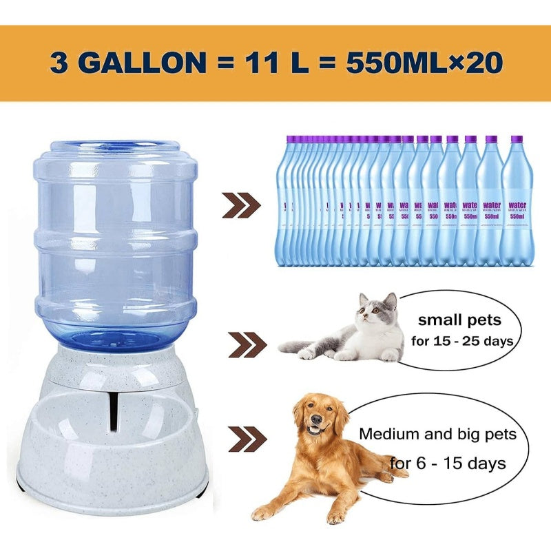 Automatic Smart Dog & Feeder and Water Dispenser - 3 Gallon\11L Large Capacity, -Free Automatic Operation, Gravity-Fed System with One-Touch Flush, Removable Top, Compatible with Dogs\Cats, Easy Setup
