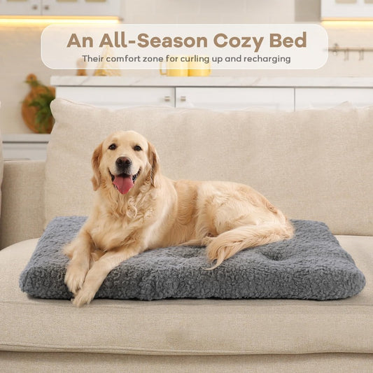 Dog Bed Comfy Dog Crate Beds Plush Pet Sleeping Mat Washable Pets Mattress AntiSlip Crate Mat Soft Kennel Pad for Extra Large Medium  Dogs Cats Breeds 41 x 27 Grey