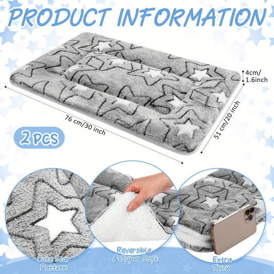 2 Pack Self Warming Cat Mat Pad Bed Reversible Machine Washable Reflects Body Heat Warm Thermal Pet Pad Crate Blanket For Feral And Indoor Cat (Double Star, 20'' X 30'')