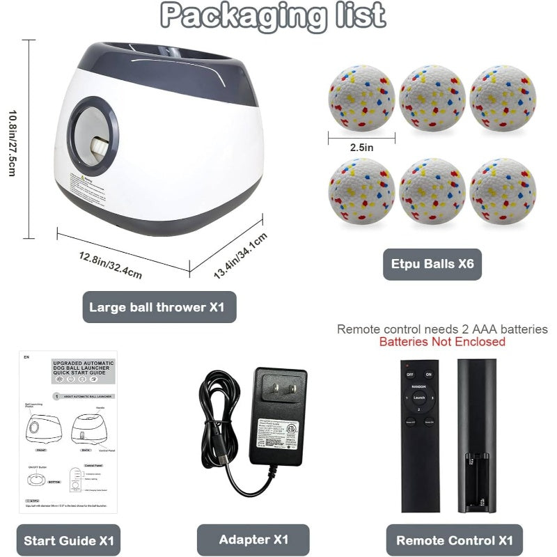 Automatic Dog Ball Launcher, Upgraded Interactive Dog Balls Thrower with 3 Distance 29ft - 79ft, Remote Control Ball Launcher MediumLarge Dogs, 5 Etpu Balls Included Silvery, Pet Play Equipment, Easytouse Design, Petsafe Build