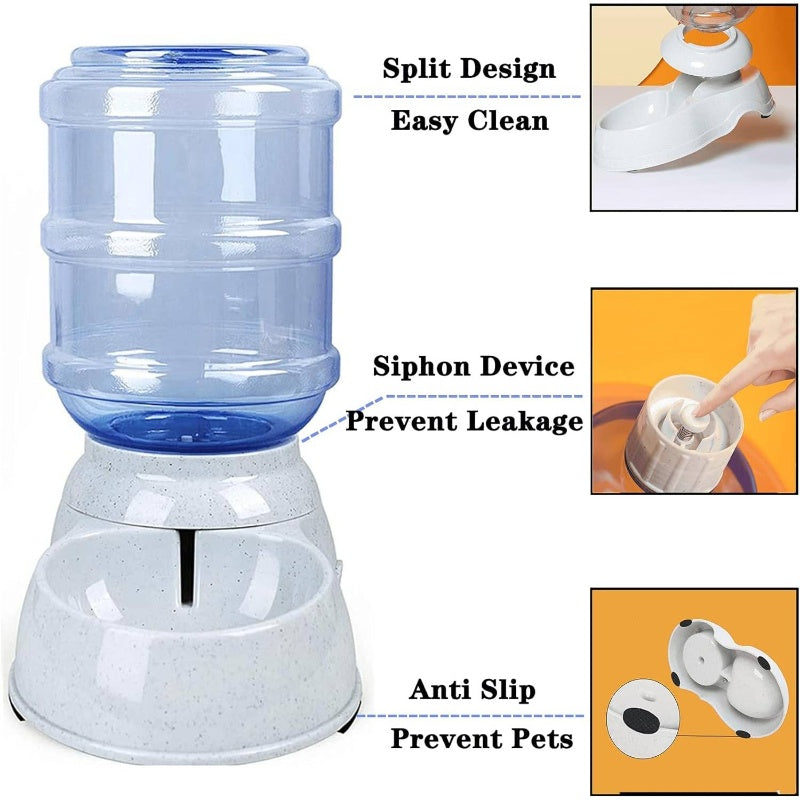 Automatic Smart Dog & Feeder and Water Dispenser - 3 Gallon\11L Large Capacity, -Free Automatic Operation, Gravity-Fed System with One-Touch Flush, Removable Top, Compatible with Dogs\Cats, Easy Setup