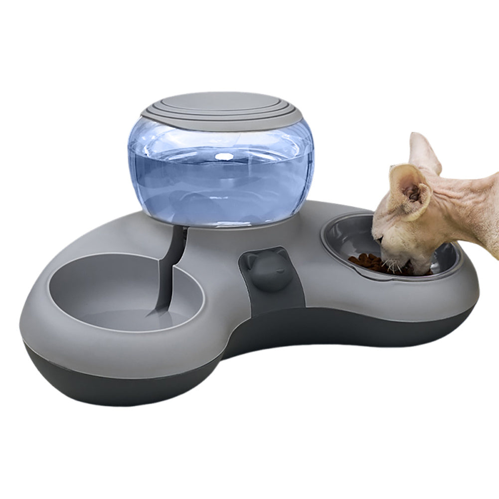 Automatic Refillable 2-in-1 Smart Pet Feeder and Water Dispenser System with Slanted Bowls for Dogs & Cats - Gravity-Fed Wet\Dry Dish, No Required, for cat\dog and water