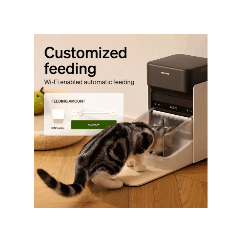 Auto Cat Feeder, Collar Sensor Feed, Multi - Pet Homes Diet Track, 5G2.4G Wi - Fi Cat Food Dispenser