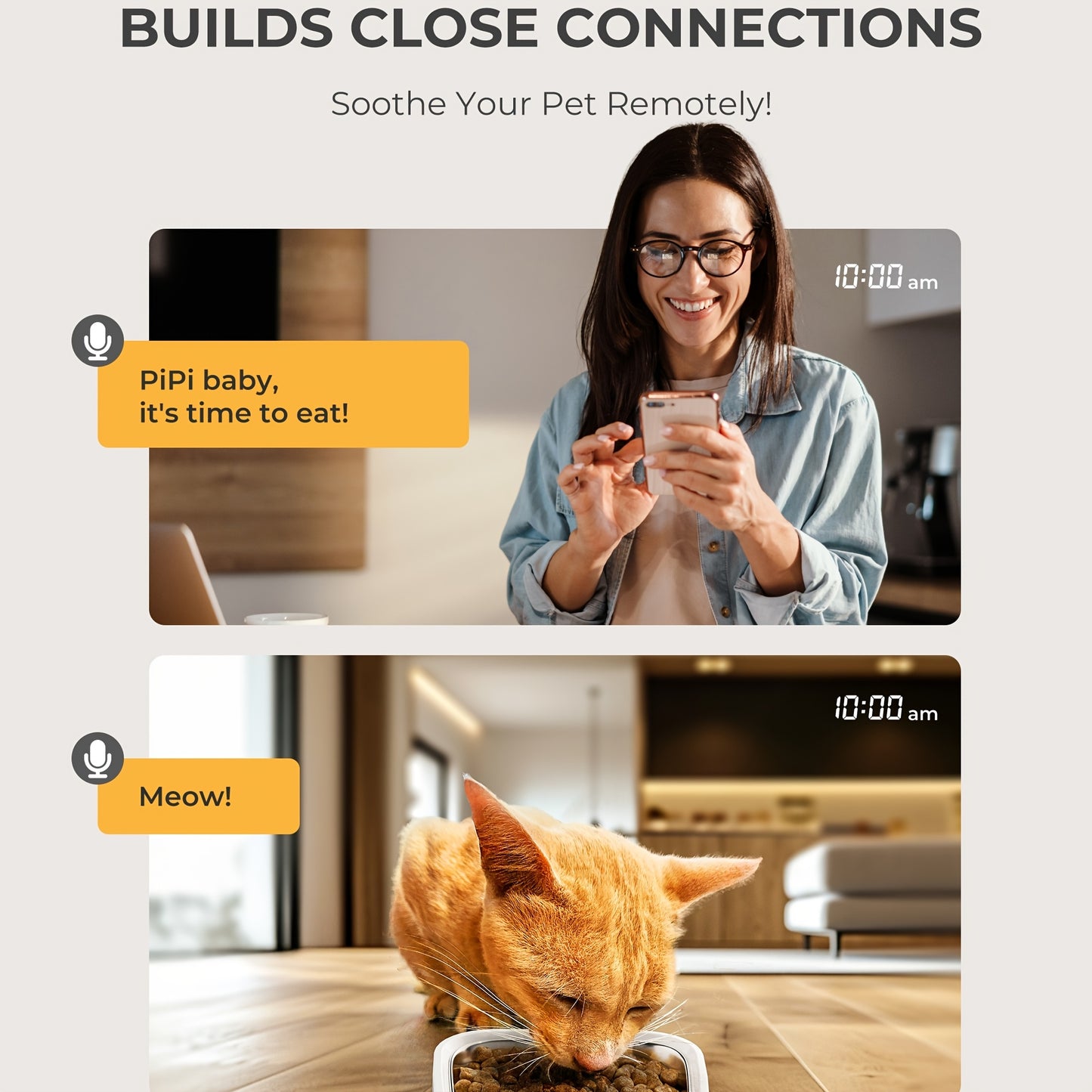 1.59gal Automatic Cat and Dog Feeder with Camera | Large Capacity, Adjustable Camera, HD Night Vision, Two-way Audio, Remote APP Control, Dual Power, Easy-to-Clean Stainless Steel Bowl, Wi-Fi Function, Without Battery