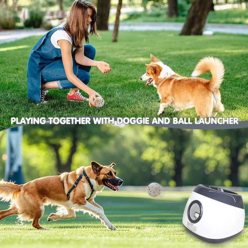 Automatic Dog Ball Launcher, Upgraded Interactive Dog Balls Thrower with 3 Distance 29ft - 79ft, Remote Control Ball Launcher MediumLarge Dogs, 5 Etpu Balls Included Silvery, Pet Play Equipment, Easytouse Design, Petsafe Build