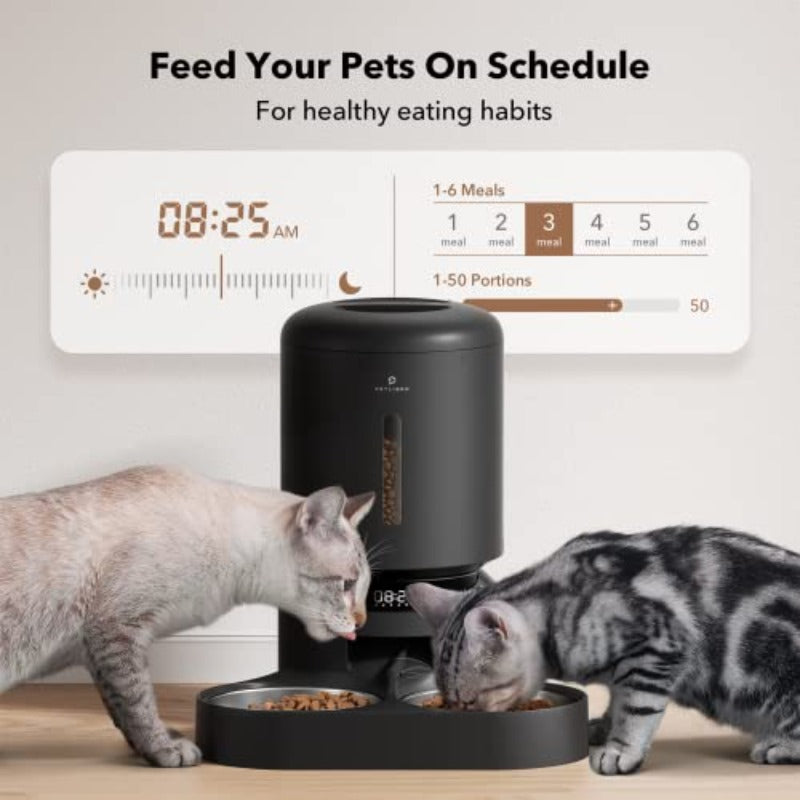 Automatic Cat & Dog Feeder with Smart Low Food Sensor, Auto Dispenser for Dry Food - 6 Meals\Day Timed Pet Food Dispenser with Backup,, Message Recording & -Waste System Suitable for Cats and Dogs