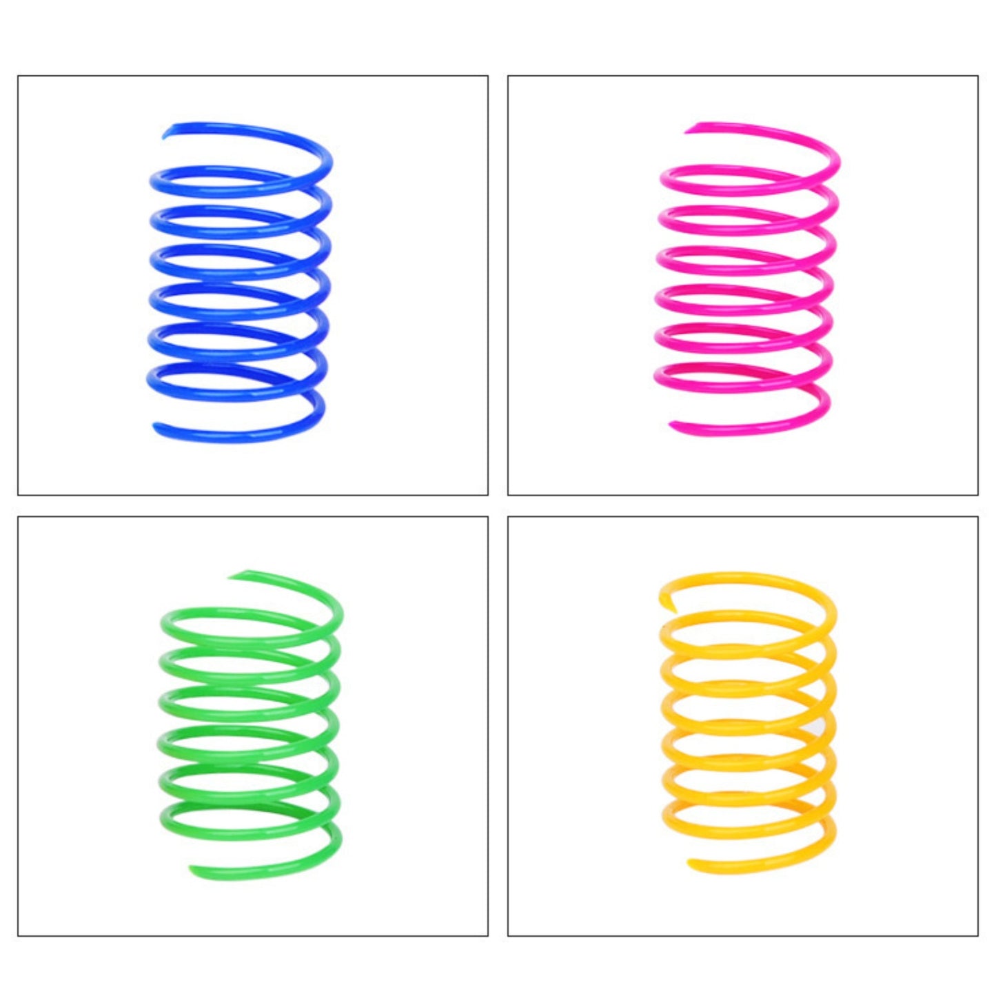 4pcs 2025 New Model Cat Pet Throwing Toys Plastic Spring Boredom Relief Toys Colored Four-Pack Pet Supplies, Without Battery