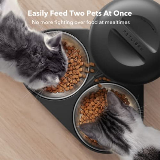 Automatic Cat & Dog Feeder with Smart Low Food Sensor, Auto Dispenser for Dry Food - 6 Meals\Day Timed Pet Food Dispenser with Backup,, Message Recording & -Waste System Suitable for Cats and Dogs