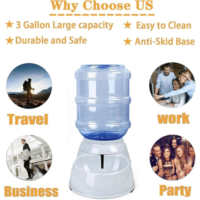Automatic Smart Dog & Feeder and Water Dispenser - 3 Gallon\11L Large Capacity, -Free Automatic Operation, Gravity-Fed System with One-Touch Flush, Removable Top, Compatible with Dogs\Cats, Easy Setup