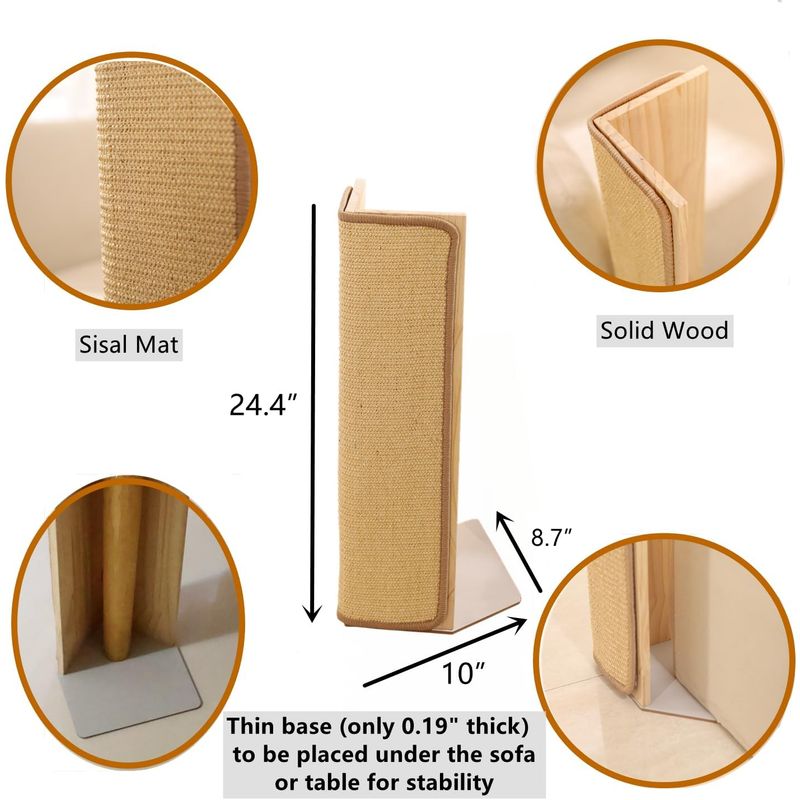 2-Pack 24. 5" Tall Sofa Couch Corner Cat Sisal Scratcher, Scratching Post, Scratch Post, Couch Protector, Replaceable Scratch Pad Mat, Furniture Protector, Pet Scratching Solution, Spacesaving Design, Compact Scratcher