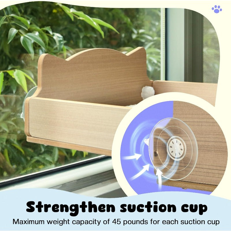 Cat Window Perch with Thick Sisal Scratching Post | Adjustable Tall Cats Scratching Post with 2 Upgrade Suction Cups, Fluffy Cushion Sisal