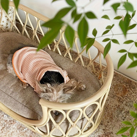 Small and Medium-Sized Rattan Dog Bed | Suitable for All Seasons, Handmade Natural Plant Rattan, Ideal for Teddy Bears, Bichon, Shiba Inu, and Other Small Dogs